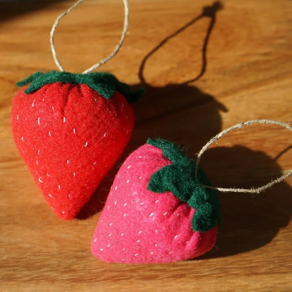 Hand Sewn Felt Strawberry Ornament